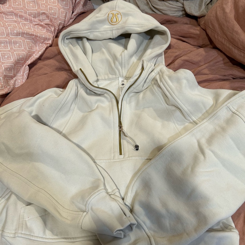 Lululemon half zip Hoodie cream color